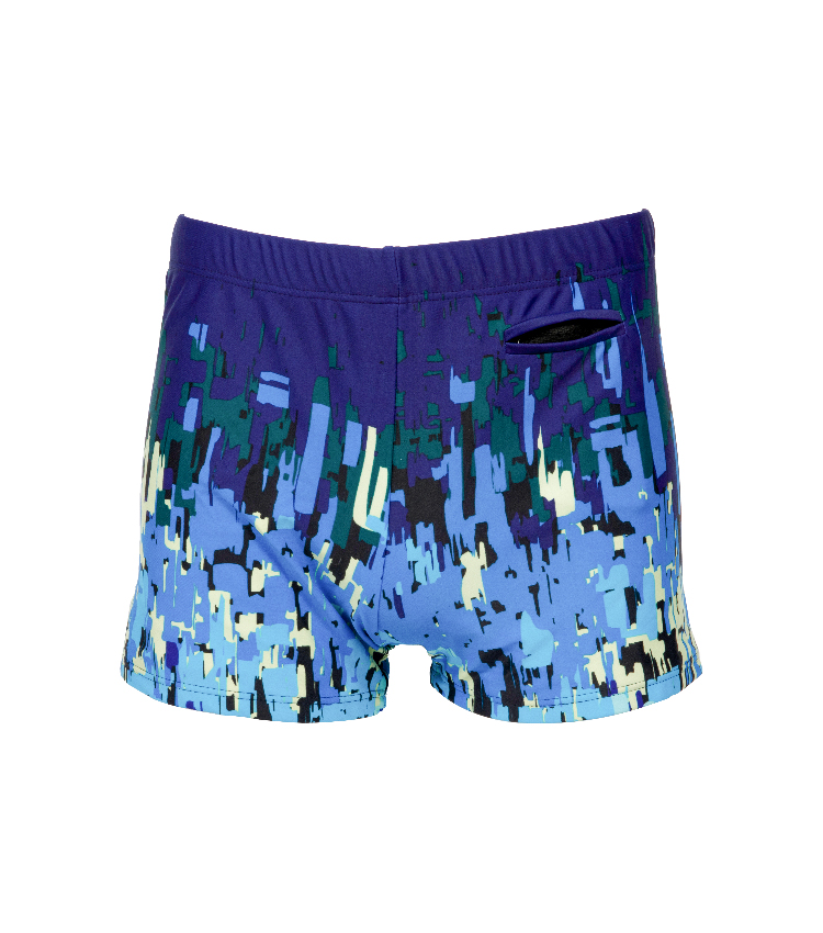 Shorts de baño avanzados de mezcla de cuadrados digitales azules