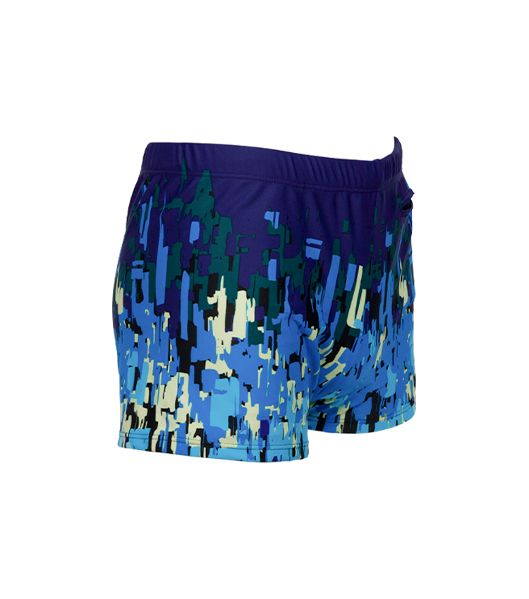 Shorts de baño avanzados de mezcla de cuadrados digitales azules