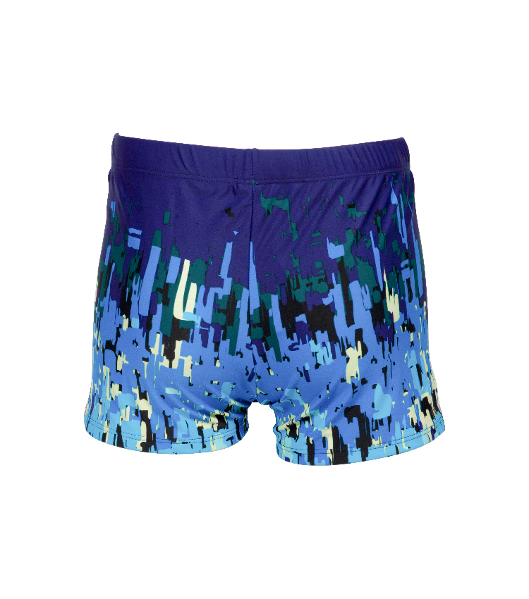 Shorts de baño avanzados de mezcla de cuadrados digitales azules