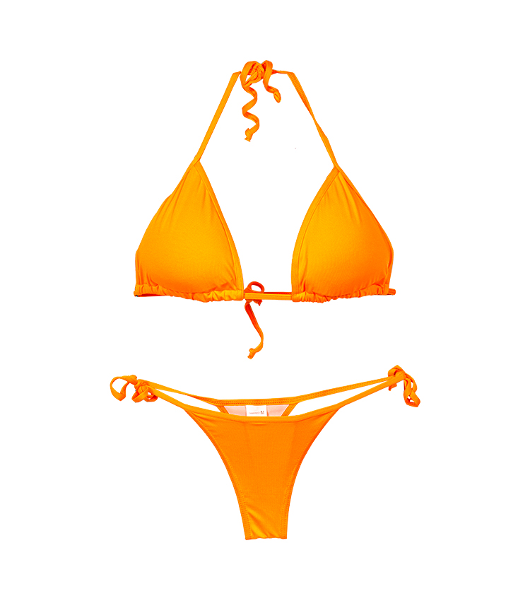 Bikini dos piezas naranja liso simple clásico