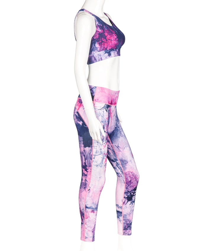 Ropa de yoga para mujer Conjunto de dos piezas para mujer sexy Sujetador deportivo Leggings para correr Conjunto de yoga con efecto tie-dye