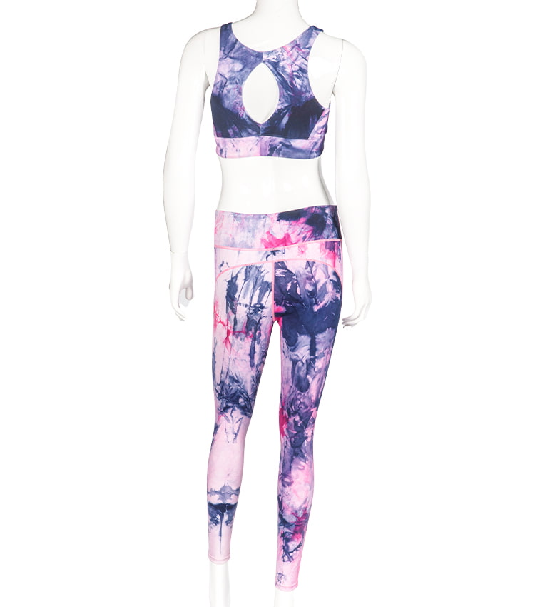 Ropa de yoga para mujer Conjunto de dos piezas para mujer sexy Sujetador deportivo Leggings para correr Conjunto de yoga con efecto tie-dye