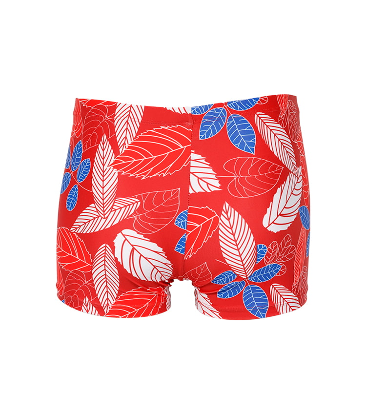 Shorts de baño con estampado de ramas rojas brillantes