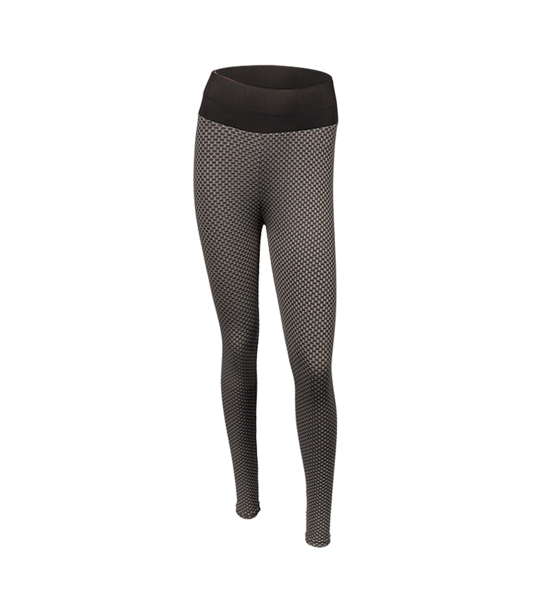 Pantalones de yoga de cintura alta con rejilla de burbujas de jacquard fitness para mujer